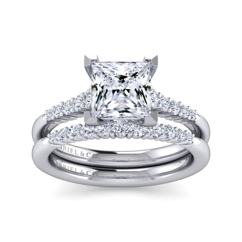 14K White Gold Princess Cut Diamond Engagement Ring