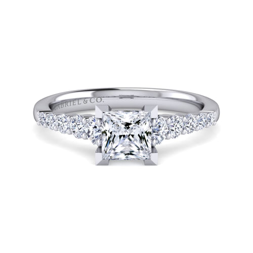 14K White Gold Princess Cut Diamond Engagement Ring
