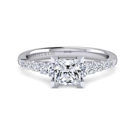 Gabriel - 14K White Gold Princess Cut Diamond Engagement Ring