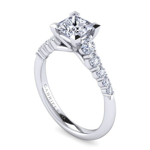 14K White Gold Princess Cut Diamond Engagement Ring