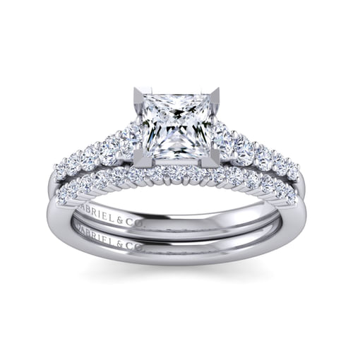 14K White Gold Princess Cut Diamond Engagement Ring