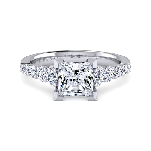 14K White Gold Princess Cut Diamond Engagement Ring