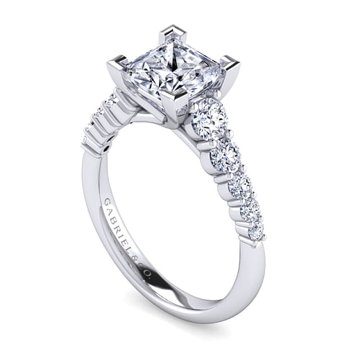 14K White Gold Princess Cut Diamond Engagement Ring