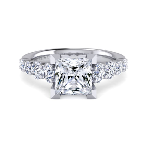 14K White Gold Princess Cut Diamond Engagement Ring