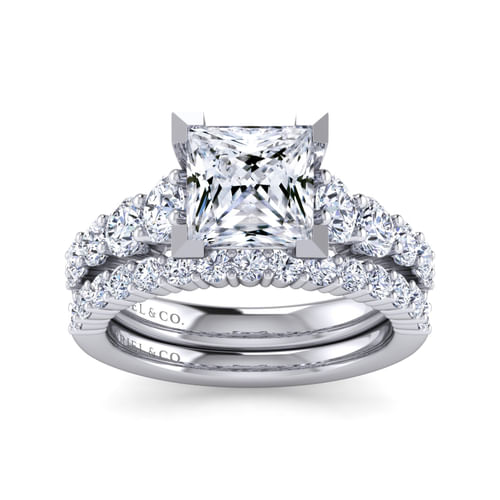 14K White Gold Princess Cut Diamond Engagement Ring
