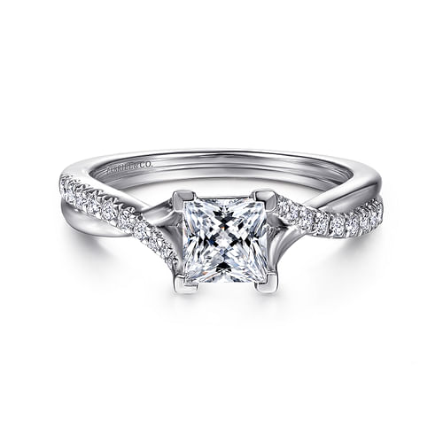 14K White Gold Princess Cut Diamond Engagement Ring