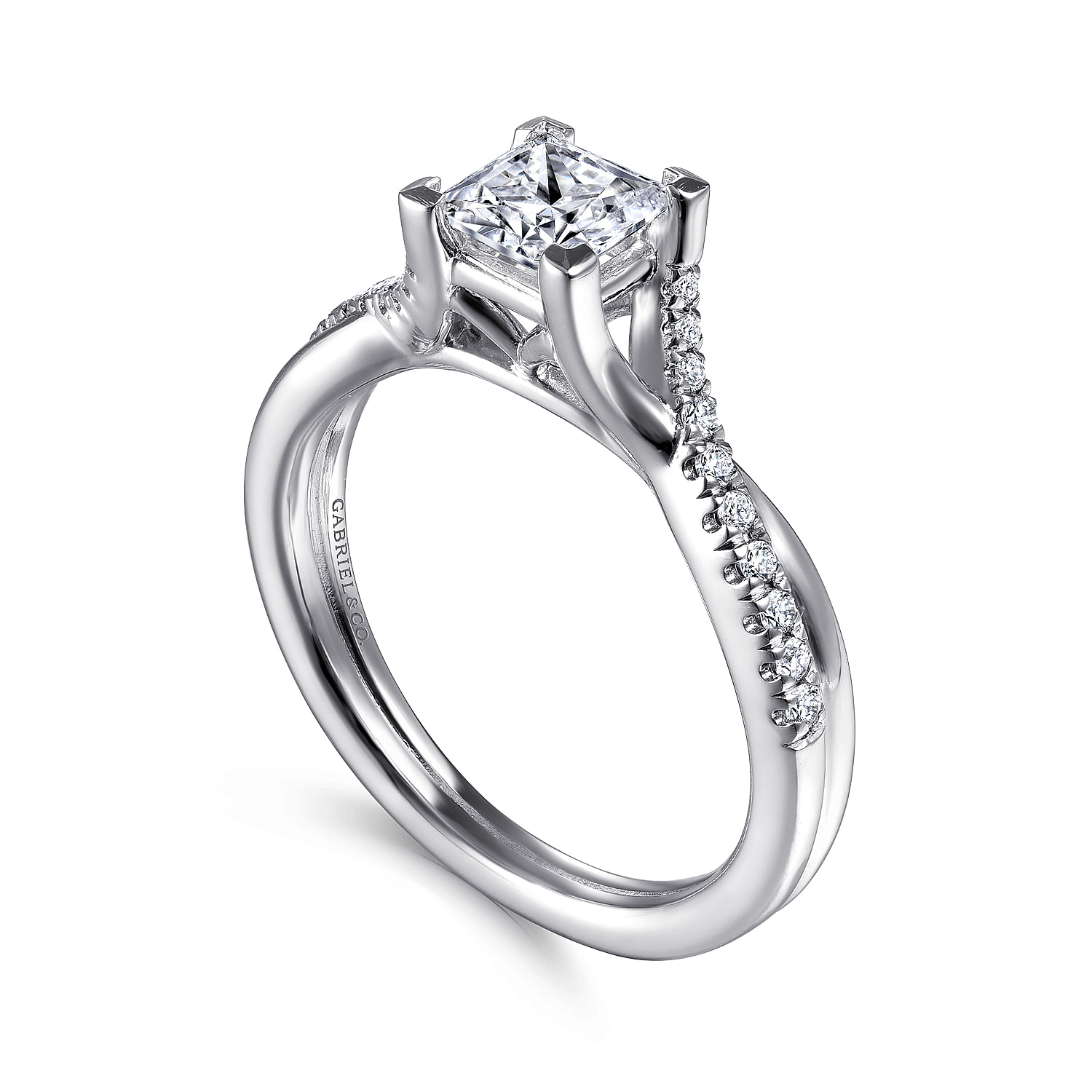 14K White Gold Princess Cut Diamond Engagement Ring