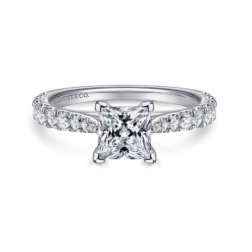 14K White Gold Princess Cut Diamond Engagement Ring