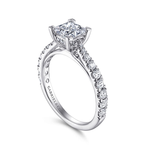 14K White Gold Princess Cut Diamond Engagement Ring