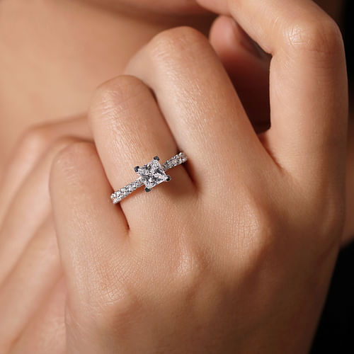 14K White Gold Princess Cut Diamond Engagement Ring