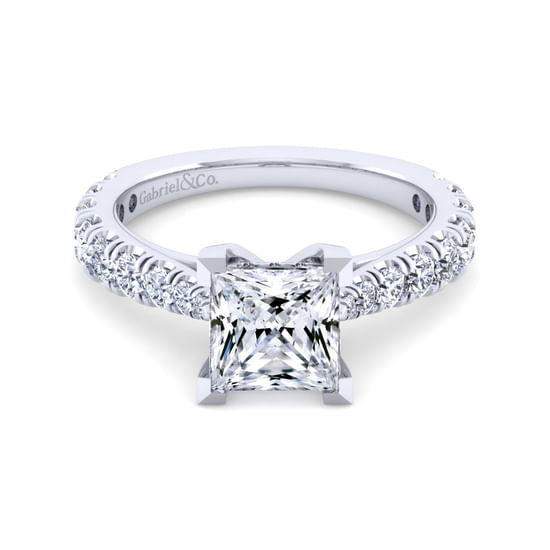Gabriel - 14K White Gold Princess Cut Diamond Engagement Ring
