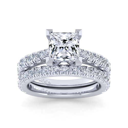 14K White Gold Princess Cut Diamond Engagement Ring
