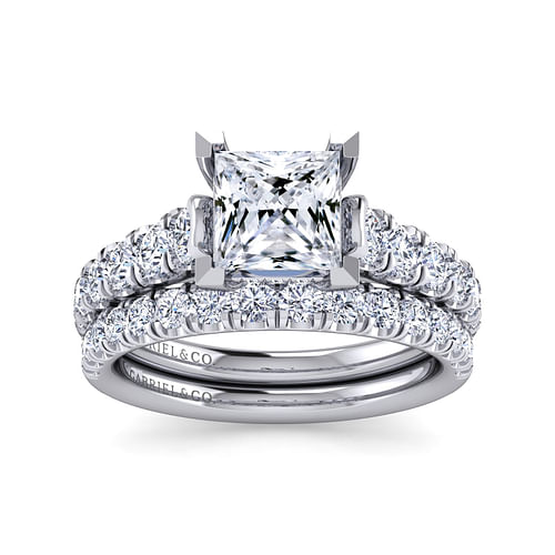 14K White Gold Princess Cut Diamond Engagement Ring