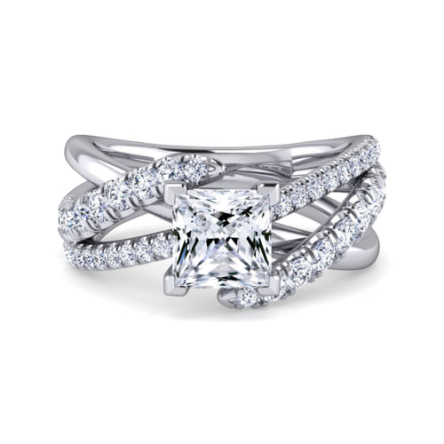 14K White Gold Princess Cut Diamond Engagement Ring