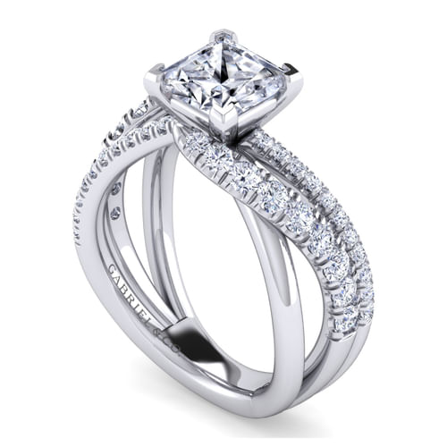 14K White Gold Princess Cut Diamond Engagement Ring