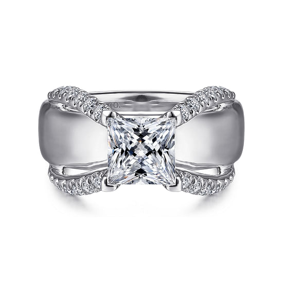 Gabriel - 14K White Gold Princess Cut Diamond Engagement Ring