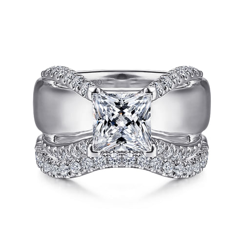 14K White Gold Princess Cut Diamond Engagement Ring