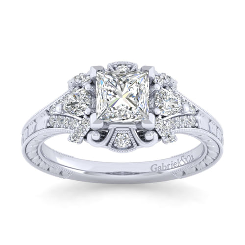 14K White Gold Princess Cut Diamond Engagement Ring