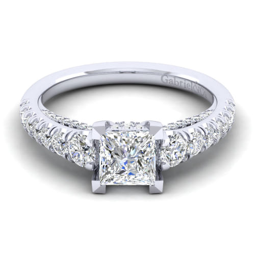 14K White Gold Princess Cut Diamond Engagement Ring