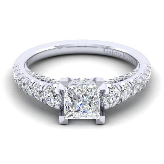 Gabriel - 14K White Gold Princess Cut Diamond Engagement Ring