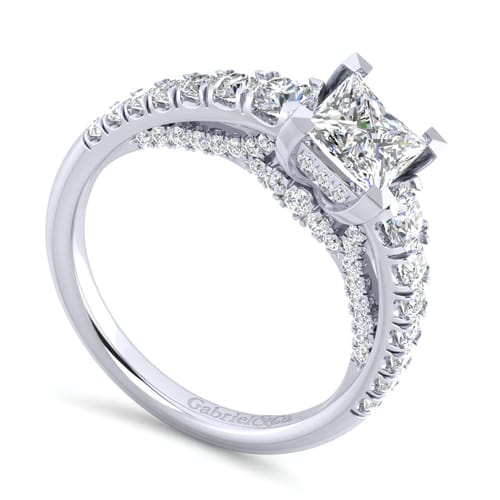 14K White Gold Princess Cut Diamond Engagement Ring
