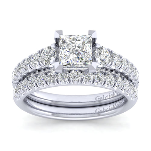 14K White Gold Princess Cut Diamond Engagement Ring