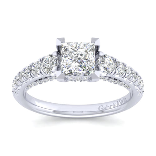 14K White Gold Princess Cut Diamond Engagement Ring