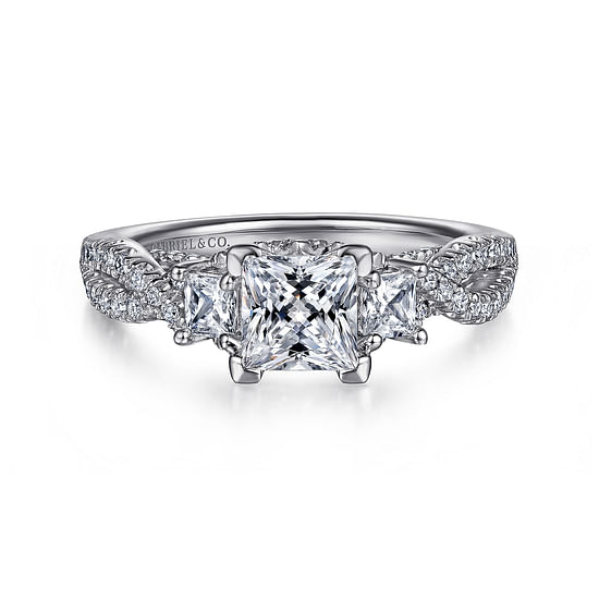 Gabriel - 14K White Gold Princess Cut Diamond Engagement Ring