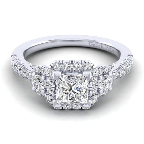 14K White Gold Princess Cut Diamond Engagement Ring