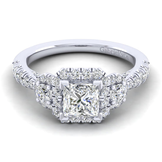 Gabriel - 14K White Gold Princess Cut Diamond Engagement Ring