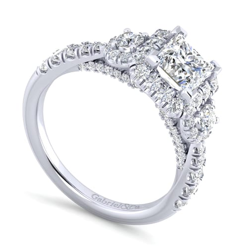 14K White Gold Princess Cut Diamond Engagement Ring