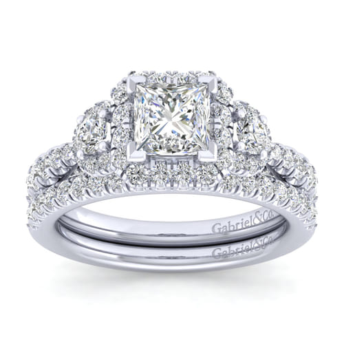 14K White Gold Princess Cut Diamond Engagement Ring