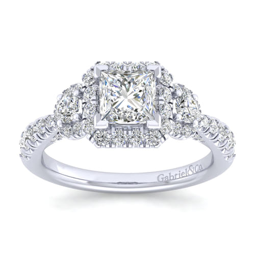 14K White Gold Princess Cut Diamond Engagement Ring
