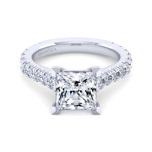 14K White Gold Princess Cut Diamond Engagement Ring