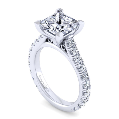 14K White Gold Princess Cut Diamond Engagement Ring