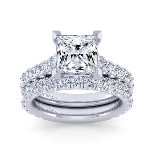 14K White Gold Princess Cut Diamond Engagement Ring
