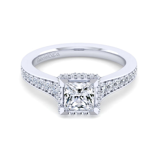 Gabriel - 14K White Gold Princess Cut Diamond Engagement Ring