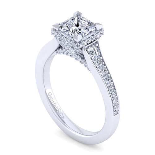 14K White Gold Princess Cut Diamond Engagement Ring