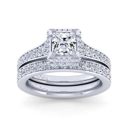 14K White Gold Princess Cut Diamond Engagement Ring