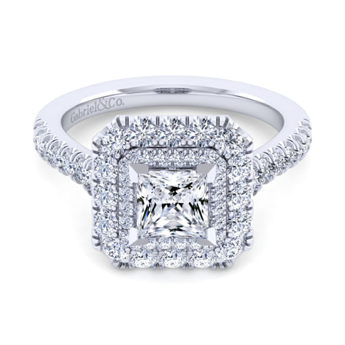 14K White Gold Princess Cut Diamond Engagement Ring