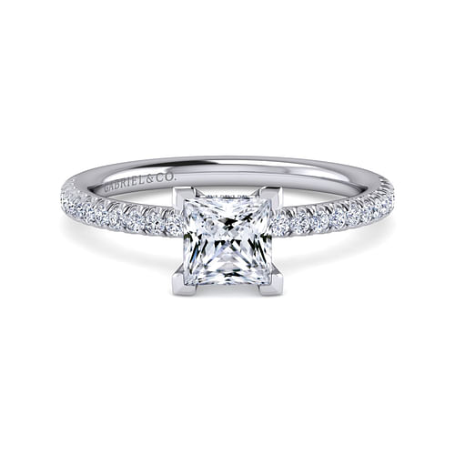 14K White Gold Princess Cut Diamond Engagement Ring