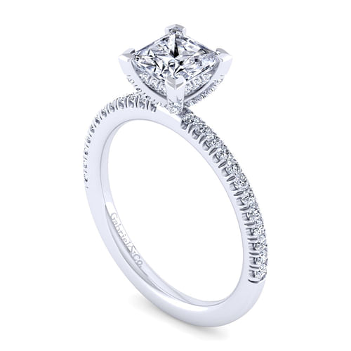 14K White Gold Princess Cut Diamond Engagement Ring