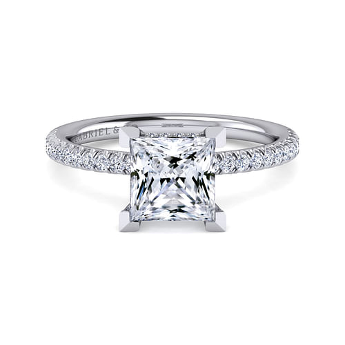 14K White Gold Princess Cut Diamond Engagement Ring