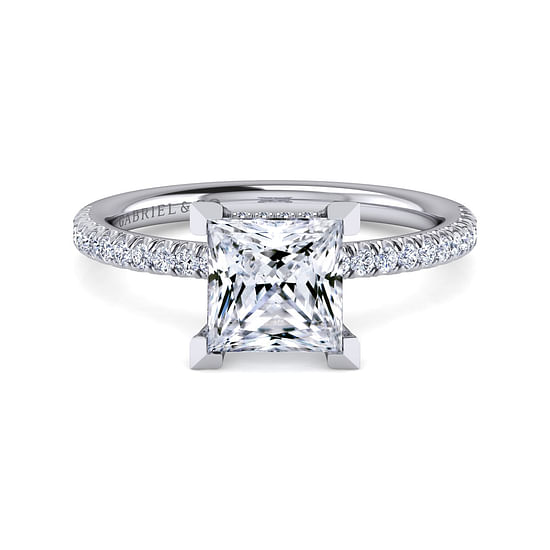 Gabriel - 14K White Gold Princess Cut Diamond Engagement Ring