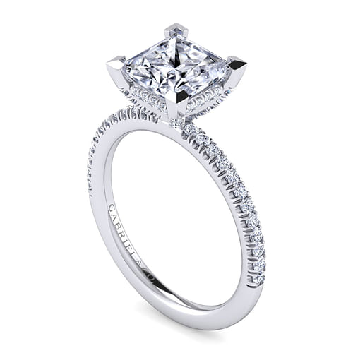 14K White Gold Princess Cut Diamond Engagement Ring