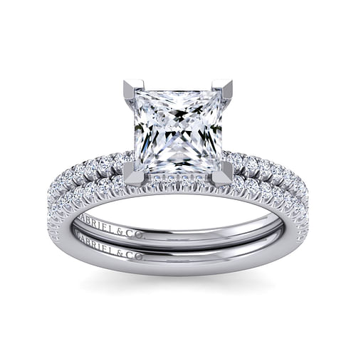 14K White Gold Princess Cut Diamond Engagement Ring