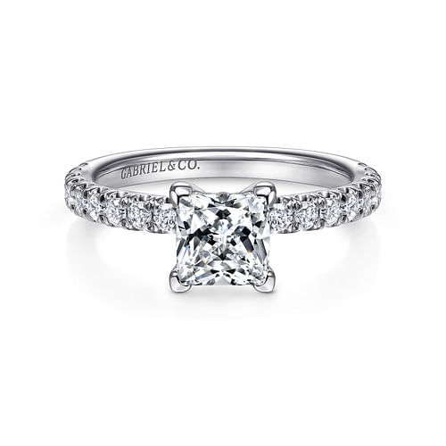 14K White Gold Princess Cut Diamond Engagement Ring