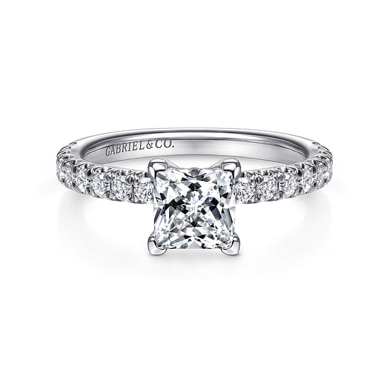 Gabriel - 14K White Gold Princess Cut Diamond Engagement Ring