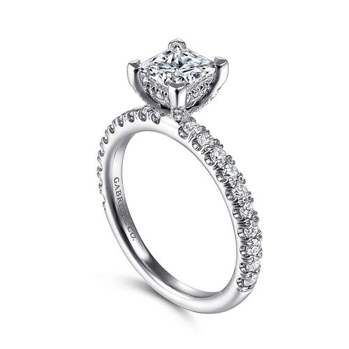 14K White Gold Princess Cut Diamond Engagement Ring