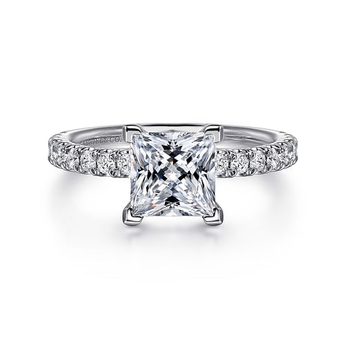 14K White Gold Princess Cut Diamond Engagement Ring